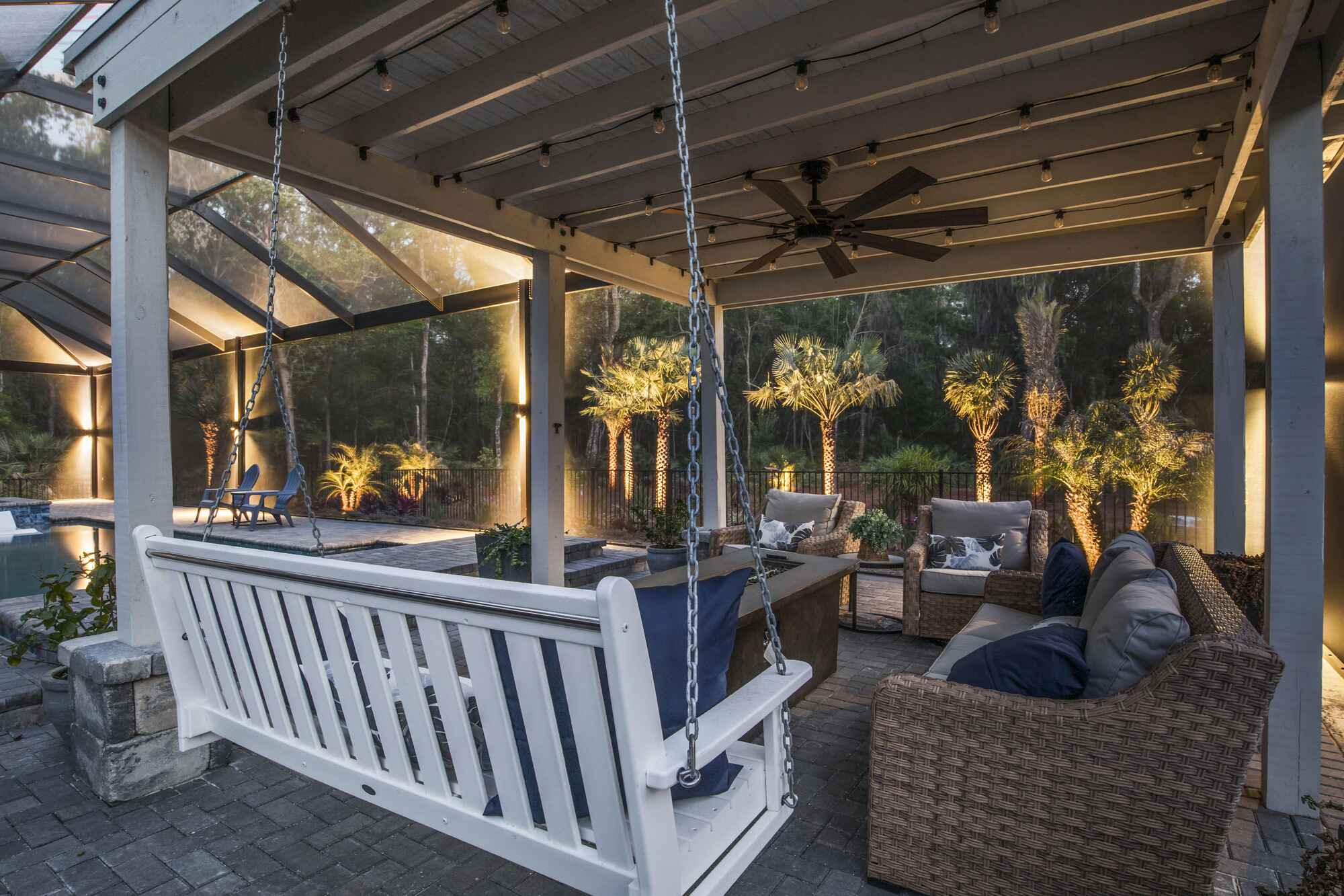 Beautiful Jacksonville Wood Pergola inside Screen Enclosure