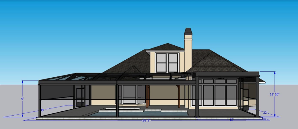 Rendering of Motorized Screens in Jacksonville Outdoor Living Project