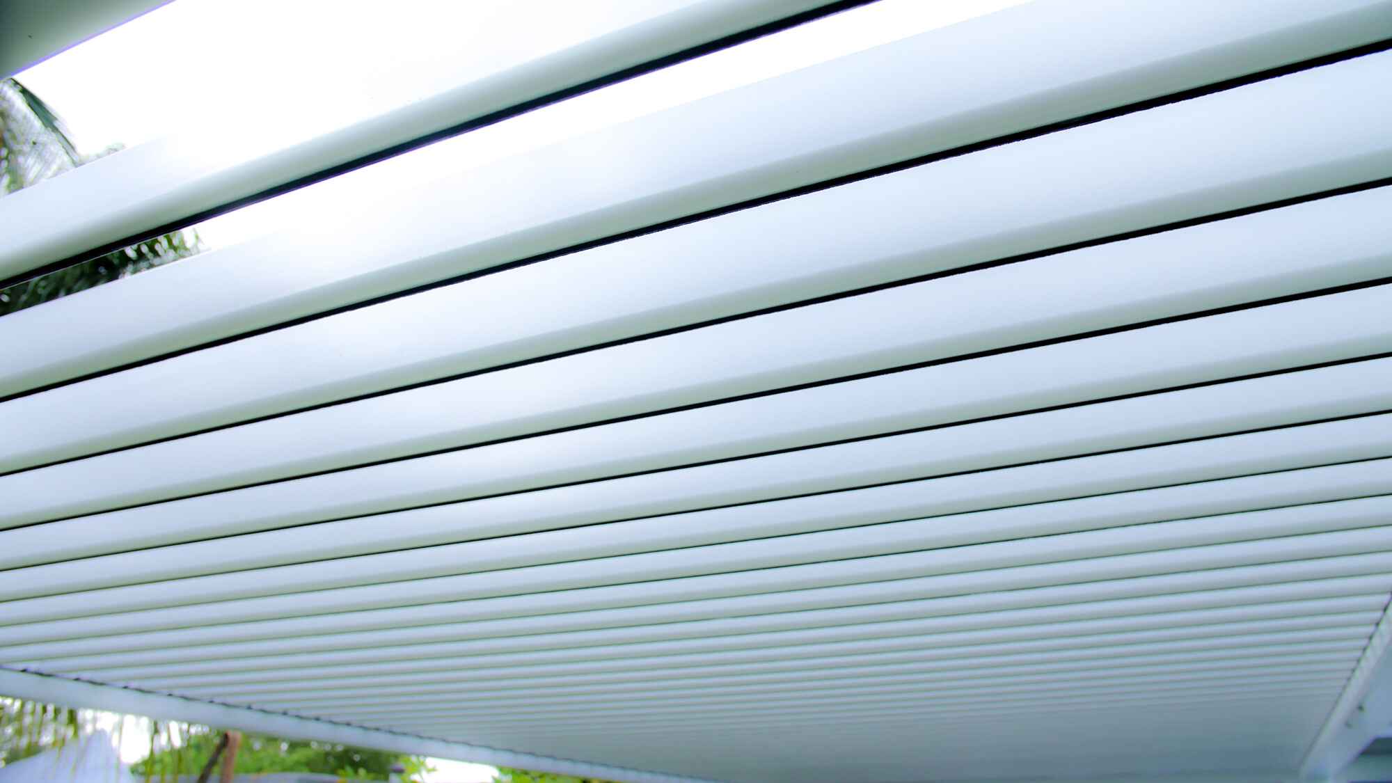 Close Up of Motorized Louvered Pergola Blades