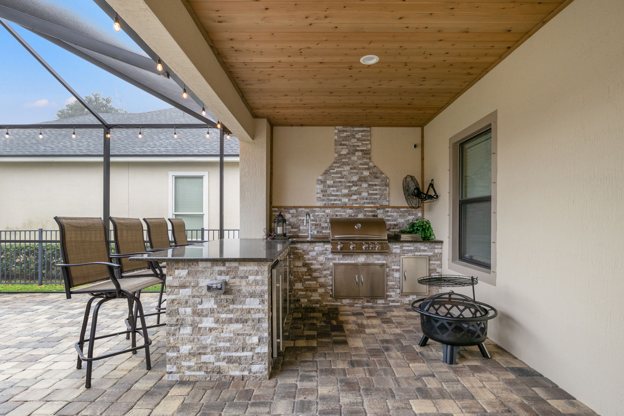 Tongue and Groove Outdoor Kitchen Under Enclosure Jacksonville Barkley