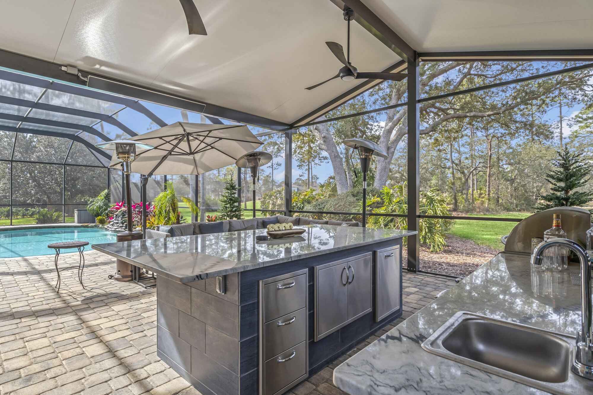 Jacksonville Outdoor Kitchen inside Pool Screen Enclosure