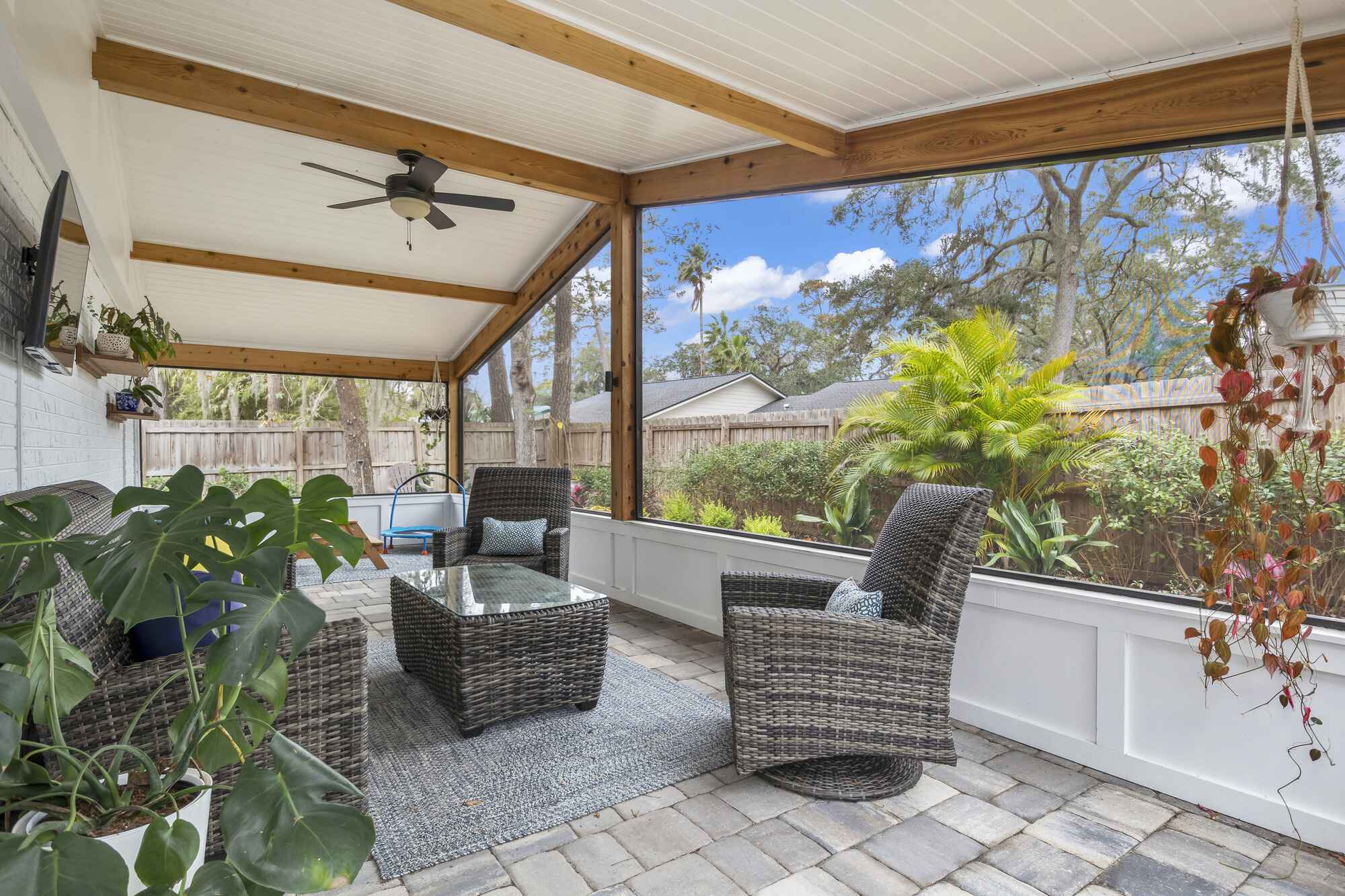 Screened in Patio with Tongue and Groove Ceiling