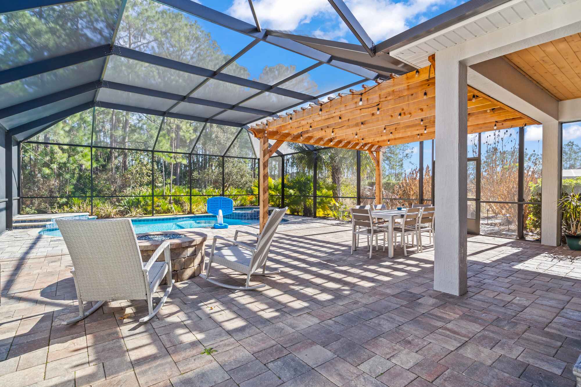 Wood Pergola and Pool Screen Enclosure